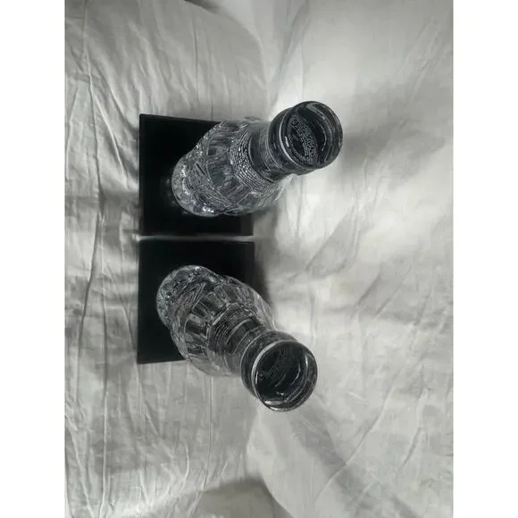 Set of 2 Coca-Cola Collectors Christmas‎ Bottles Hobbleskirt solid & stands 6 oz